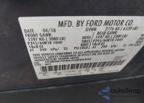 2018 Ford Explorer Xlt z USA, uszkodzony, nr VIN 1FM5K7D80JGB63552